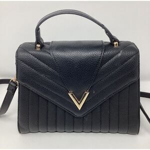 Crossi Black Pebbled Vegan Leather Crossbody Bag